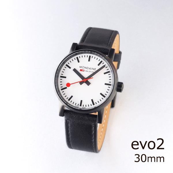 evo2 MONDAINE ブラックIPホワイトダイヤル 30mm <国内正規品