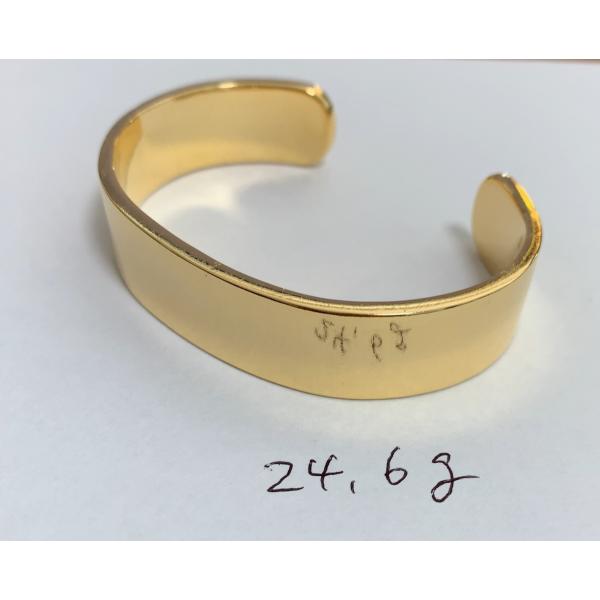 24金メッキ】ギベオン隕石 バングル 腕輪 手首回り13.5センチ用【幅11 