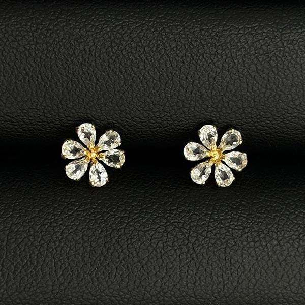 K10YG ホワイトトパーズ ピアス イエローゴールド 花 フラワー 10K 10  