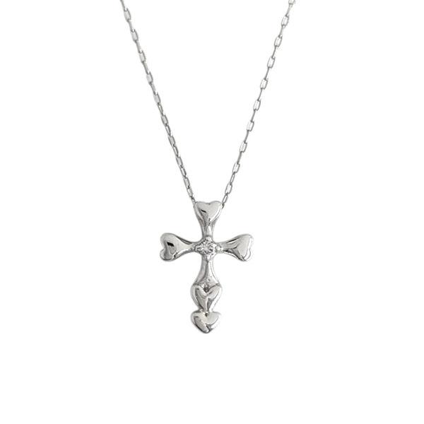 1497269 クロス 十字架 ペンダント 小さめ 18金 ダイヤモンド 0.01ct 