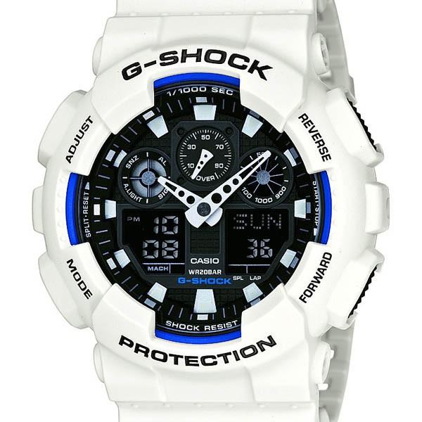 GA-100B-7AJF CASIO カシオ G-SHOCK 白 ホワイト ジーショック gshock Gショック デジアナ アナデジ プレゼント  アスレジャー 600190 ネットDE腕時計わっしょい村 通販 