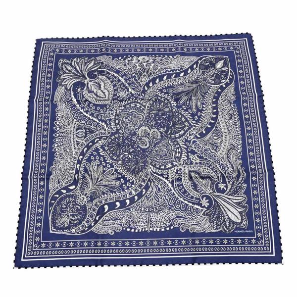 HERMÈS シルクスカーフ マハラニの庭　青紫 名東】エルメス カレ55 スカーフ マハラニの庭 シルク100% マルチ