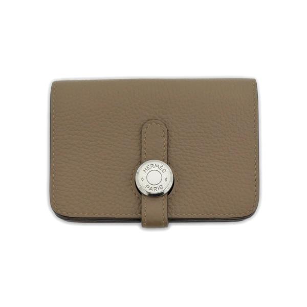 名東】エルメス ドゴン カードケース ブラウン系 シルバー金具 トゴ U