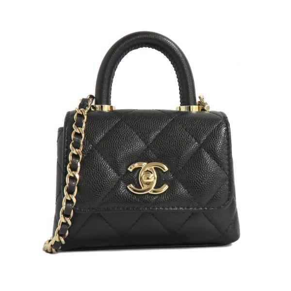 CHANEL シャネル AP4245 黒 ﾗﾑｽｷﾝ ｺﾞｰﾙﾄﾞﾄｯﾌﾟﾊﾝﾄﾞﾙ ﾌﾗｯﾌﾟﾊﾞｯｸﾞ ﾏｲｸﾛ ｺｺﾊﾝﾄﾞﾙ CHANEL - CHANEL シャネル AP4245 黒 ﾗﾑｽｷﾝ ｺﾞｰﾙﾄﾞﾄｯﾌﾟﾊﾝﾄﾞﾙ ﾌﾗｯﾌﾟ
