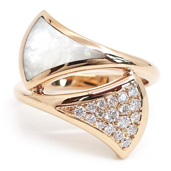 栄】ブルガリ K18PG ディーヴァドリーム パヴェ ダイヤモンド MOP  