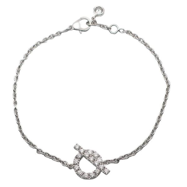天白】HERMES エルメス フィネス ブレスレット ST K18WG 750 ホワイト