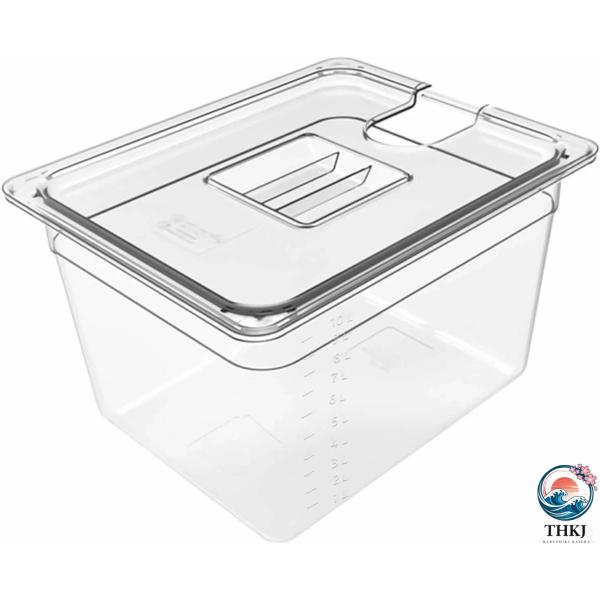 低温調理器専用フードコンテナー角型11L 32×26×20cm 大容量専用蓋付き  真空調理法保存容器 目盛り付き本体のみラック別売 6L 11L 25L対応 使いやすい