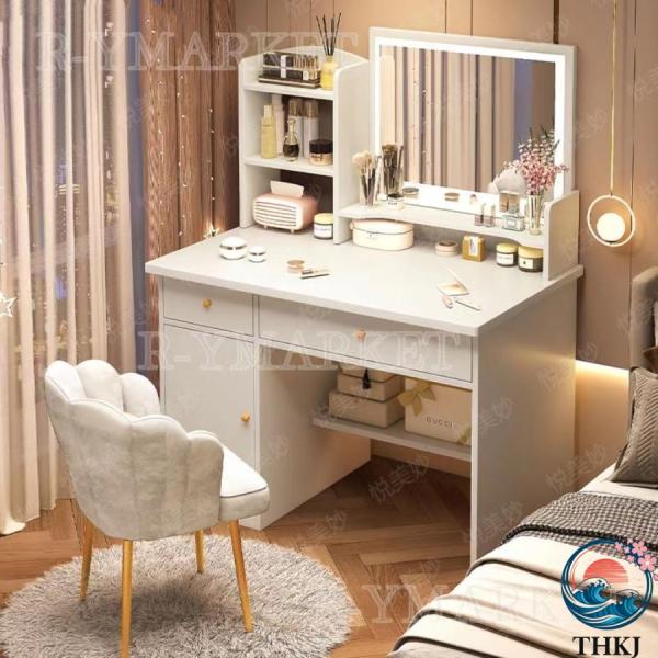 ドレッサー 鏡台 スツールセット 収納付き THKJ LED ライト 化粧台 インテリア家具 整理しやすい 持ち運び便利 多機能 人気 使いやすい 快適 便利 おすすめ