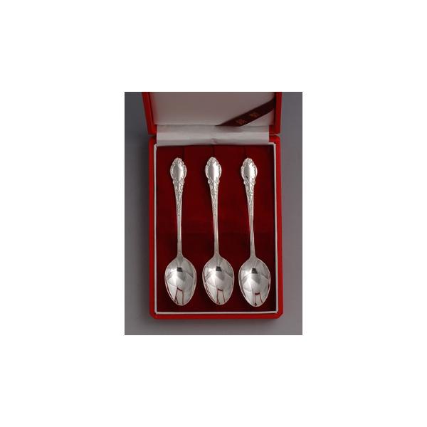 上田銀器工芸　銀製　スプーン3本・フォーク3本 計6本セット　新品 銀食器カトラリー「桜」スプーン3本セット・銀製品・ : 銀食器