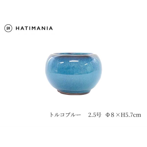 トルコブルー2.5号丸鉢 1502-G【陶器】直径8cm・高さ5.7cm陶器の性質上、多少の擦り傷・大小及び色の違い等はご了承下さい。