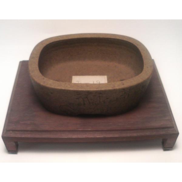 盆栽鉢　盆栽　常滑焼 盆栽鉢 常滑焼 ウ泥長角 窓入 W27.5cm×D20.5cm×