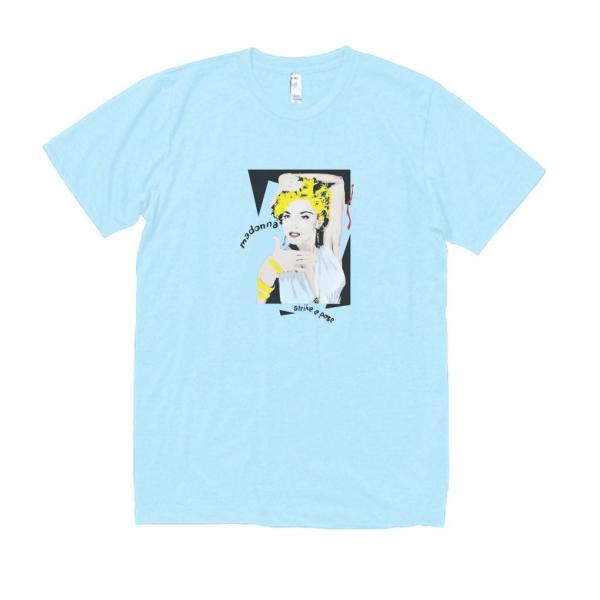 マドンナ 音楽Tシャツ ロックTシャツ バンドTシャツ ライトブルー