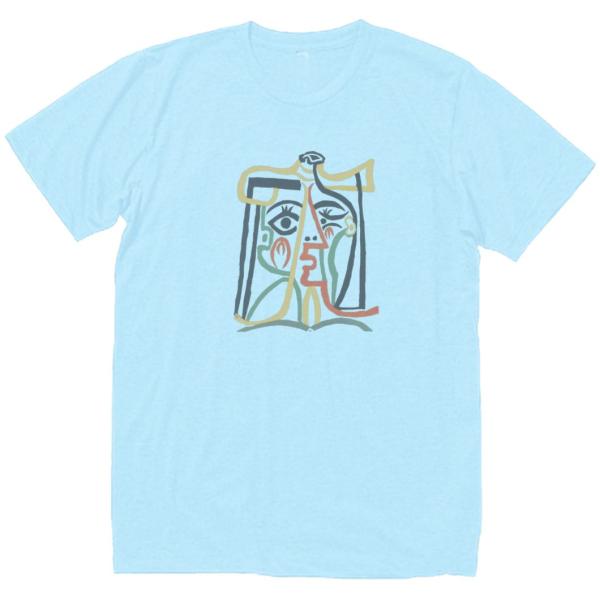 デザイン アート ピカソ PICASSO イラスト Tシャツ ライトブルー