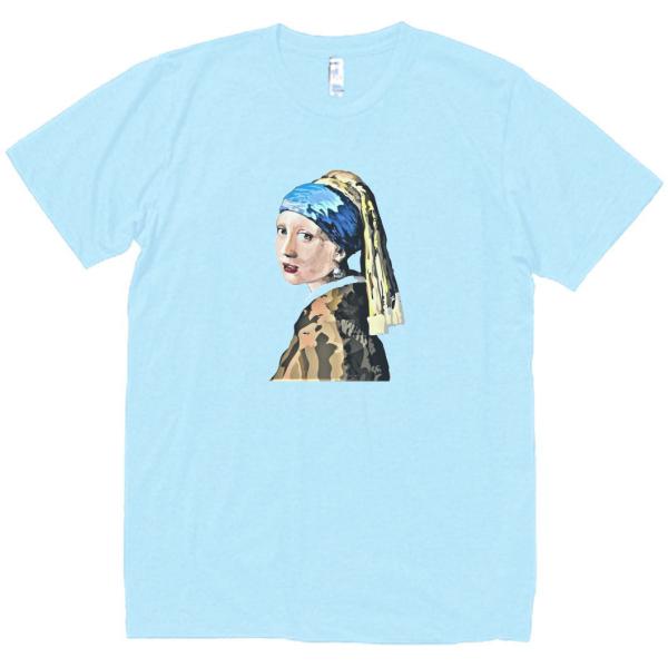 フェルメール 真珠の耳飾りの少女 デザイン・アート Tシャツ ライト
