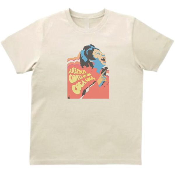 アレサ・フランクリン Aretha Franklin 音楽Tシャツ ロックTシャツ バンドTシャツ ライトベージュ