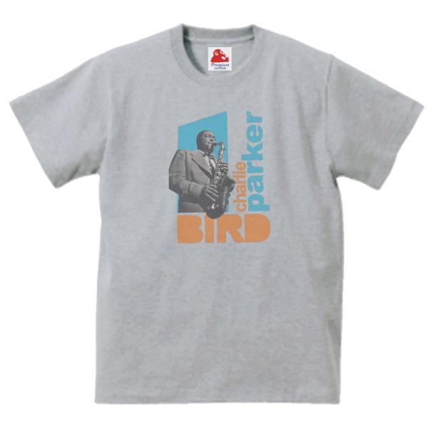 チャーリー パーカー Charlie Parker　音楽Tシャツ ロックTシャツ バンドTシャツ ハイクオリティヘビーウェイト 透けない 厚手 7.4オンス グレー