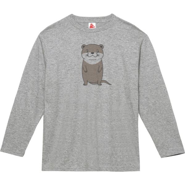 ✨未使用保管✨　ALBEROBELLO カットソー　長袖　総柄　グレー　動物 カワウソ 動物・生き物 長袖Tシャツ ロングスリーブ グレー : うえきた