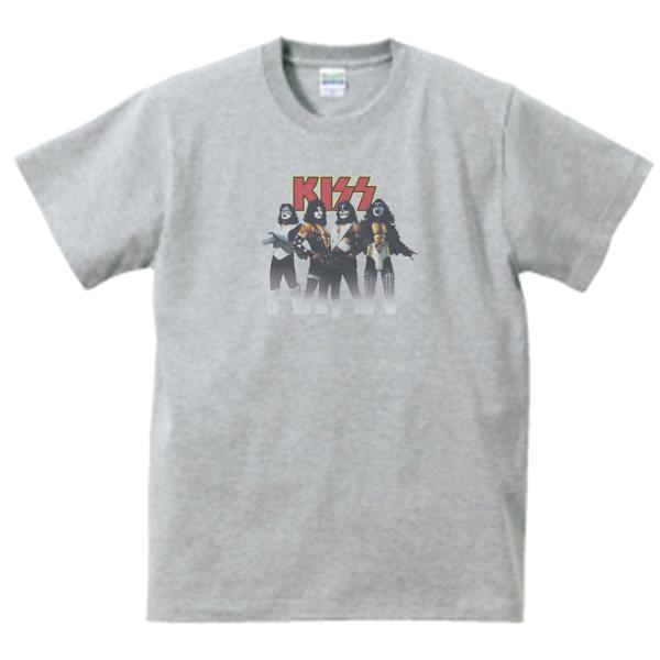 KISS 音楽Tシャツ ロックTシャツ バンドTシャツ グレー : うえきたや