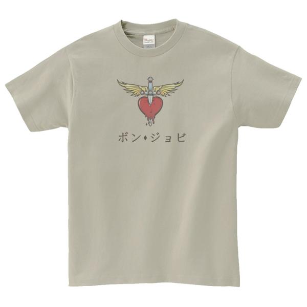 ボンジョビ 音楽Tシャツ ロックTシャツ バンドTシャツ シルバーグレー