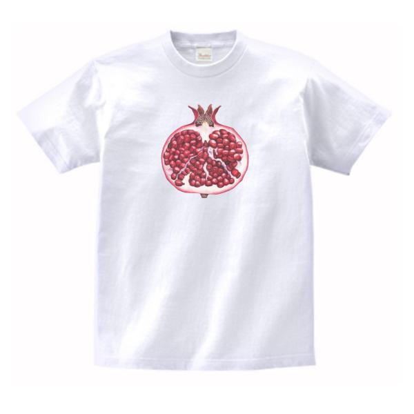 レア　果物　フルーツ　ザクロイラスト Tシャツ ホワイト　アメリカ古着　古着 uekitaya_tbe384