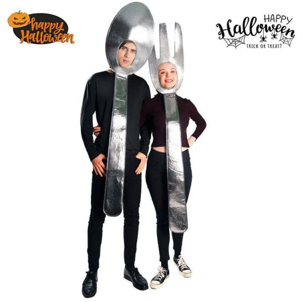 カップル コスプレ ハロウィン コスプレ道具 フォーク 大きめ 食器 上下セット ハロウィン道具 パーティー 演出服 仮装 変装 コスチューム