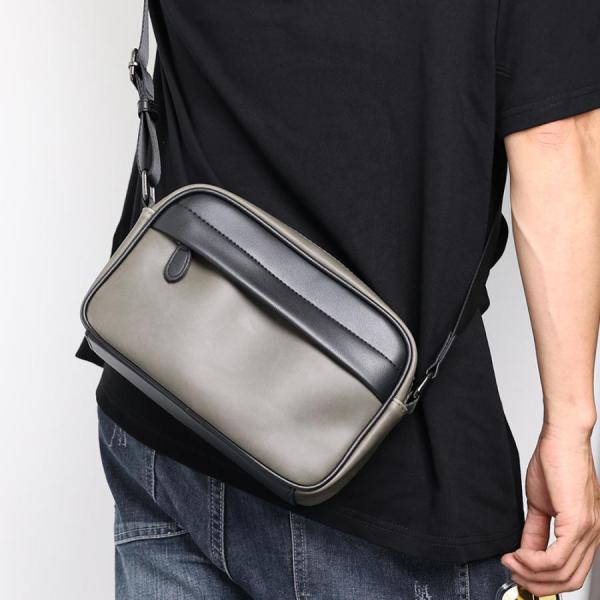 ショルダーバッグ メンズ 斜めがけ 軽量 ミニショルダー 合皮 レザー かばん 小さめ 配色  カバン ギフト プレゼント 父の日 おしゃれ