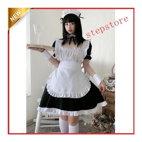 メイド服 レディース 半袖膝丈ワンピース 仮装ロリータ ゴスロリ コスチューム コスプレ パーティー イベント ハロウィン仮装 可愛い 全店2点