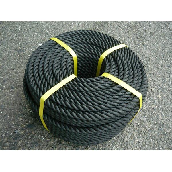 PEロープ ポリロープ 黒色 3打 国産 直径22mmx長さ200m : rope-pg5010