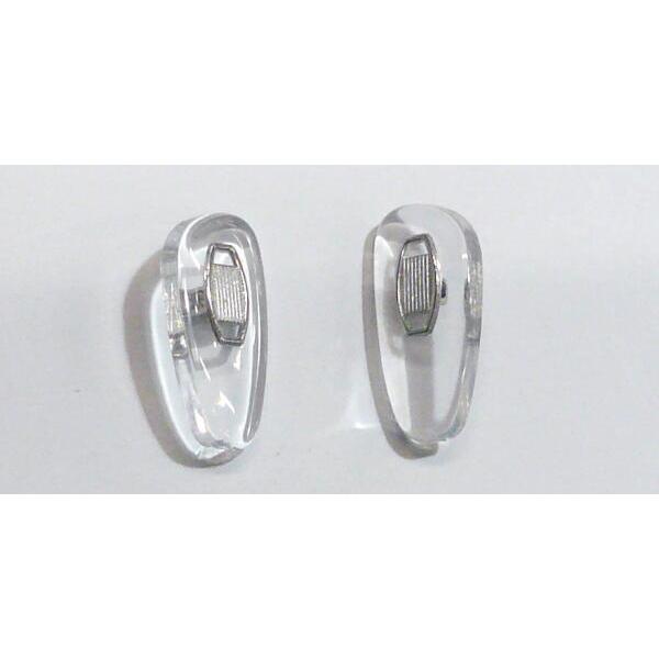 ■汎用品　ソフトタイプのノーズパッド■１ペア■≪素材≫樹脂部分：ソフトＰＶＣ　　　芯金：亜鉛合金■≪サイズ≫１７．５ｍｍ×８．５ｍｍ■ネジ留めタイプ■芯金の色は銀色になります■パッドの色は透明です■中国製■《補足情報》芯金の模様はお断りなく...