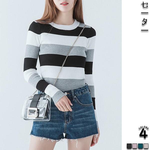 セーター レディース ニット ボーダー柄 秋冬 秋物 長袖 トップス カジュアル ファッション おしゃれ シンプル Lsch 0 上杉ストア 通販 Yahoo ショッピング