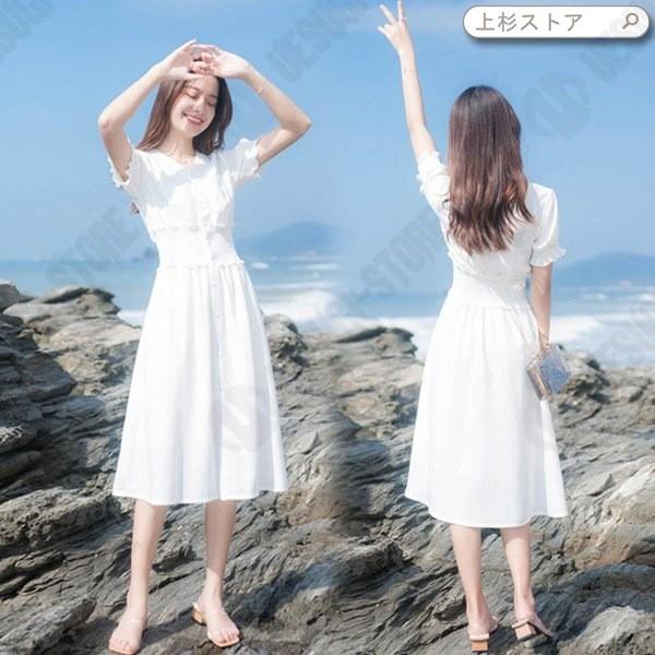 ワンピースドレス レディース 春夏 半袖ワンピース 白 結婚式ドレス きれいめ 膝丈ワンピース フレア ロング丈 韓国風 通勤 オシャレ 大人 上品 新作 Ops127 上杉ストア 通販 Yahoo ショッピング