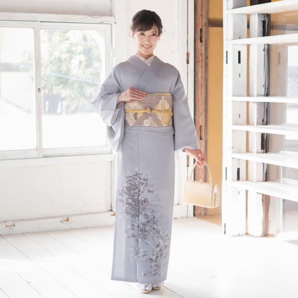 レンタル フルセット  訪問着 レンタル HO-MI205P  小町鼠色　菊・桔梗・撫子  結婚式 入学式 卒業式 ７５３ お宮参り パーティー 式典 安い