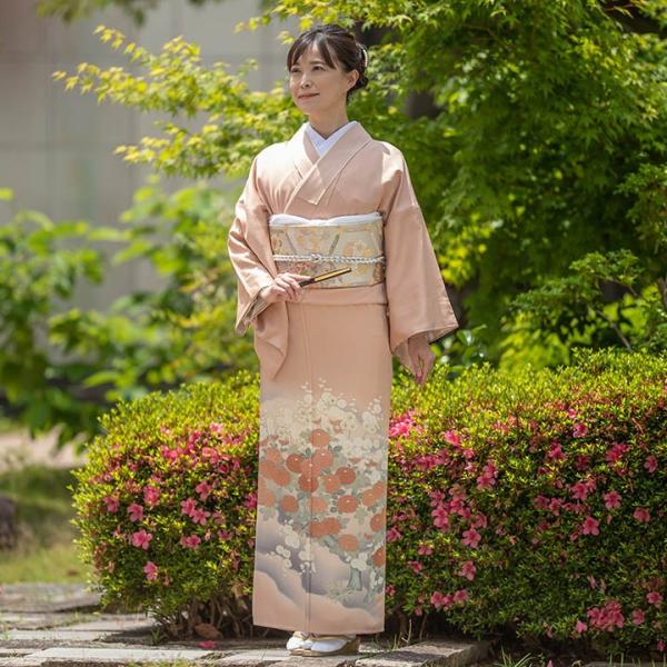 高級 色留袖レンタル 送料無料 ITS-MI004 正絹 赤香 菊・梅 結婚式 貸衣装 色留袖 フルセットレンタル 母親 叔母 留袖 レンタル 叙勲 式典 フォーマル