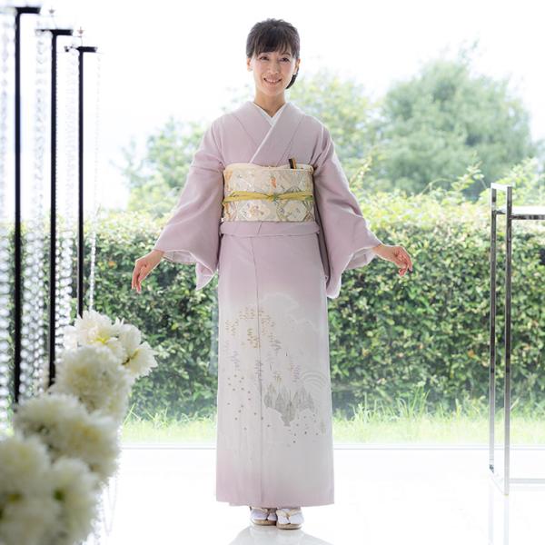 レンタル フルセット 高級正絹 附下 レンタル TKS-FU309  灰桜色　風景文様  結婚式 入学式 卒業式 ７５３ お宮参り パーティー 式典 安い