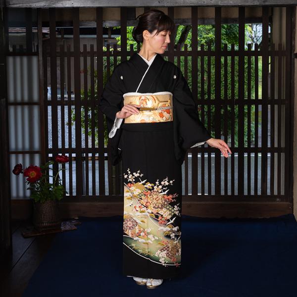 レンタル留袖 フルセット 高級正絹  留袖 レンタル 鶴 松竹梅　TS-MA431　結婚式 母親 衣装 留袖 レンタル留袖 結婚式母親 親族 留袖 式典 叙勲 留袖