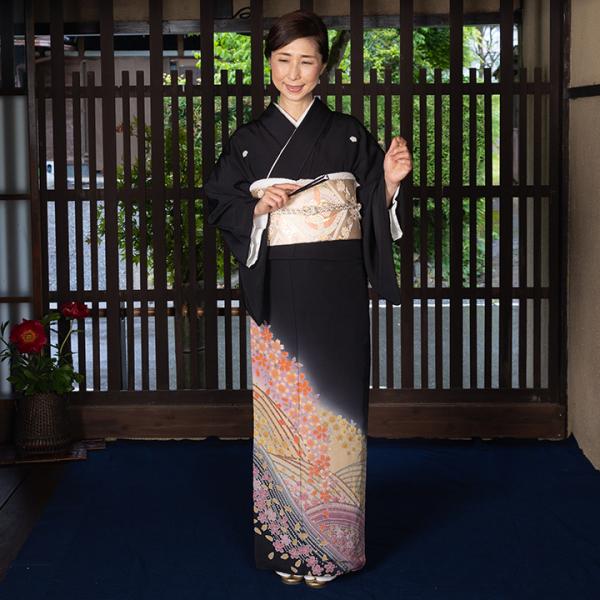 レンタル留袖 フルセット 高級正絹  留袖 レンタル 桜 辻が花　TS-MA449　結婚式 母親 衣装 留袖 レンタル留袖 結婚式母親 親族 留袖 式典 叙勲 留袖