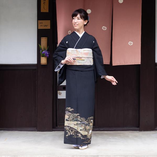 レンタル留袖 フルセット 高級正絹  留袖 レンタル 菊 鶴　TS-MA474　結婚式 母親 衣装 留袖 レンタル留袖 結婚式母親 親族 留袖 式典 叙勲 留袖