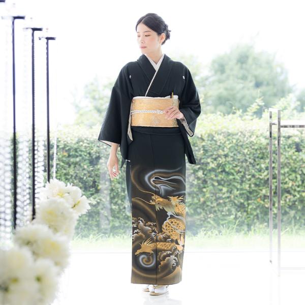 黒留袖　フルセット　着物　正絹　結婚式　しつけ付き　Lサイズ　化繊　N3 ueyama_ts-mi137