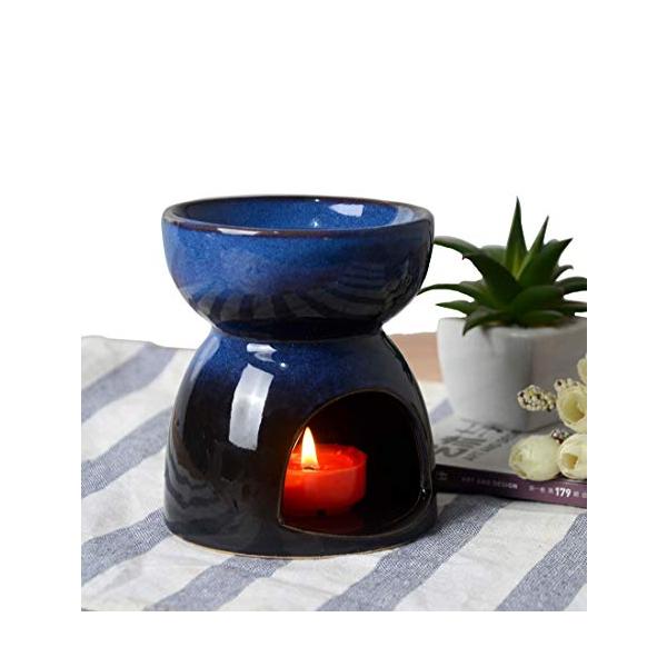 Hwagui お茶 アロマ お香 茶 香炉 アロマ炉 中空の彫刻工芸 癒し お茶の香り 陶器 置物 青い
