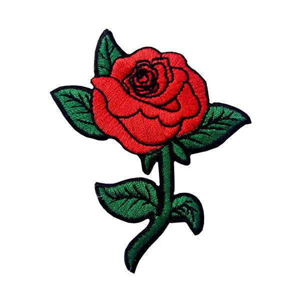 赤いバラ刺繍のバッジのアイロン付けまたは縫い付けるワッペン