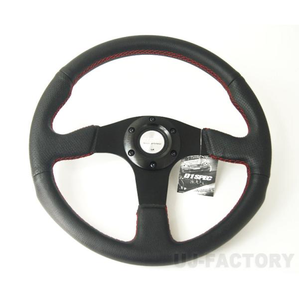 D1 SPEC ステアリング FLAT-R 33φレザー 《レッドステッチ》 DSC