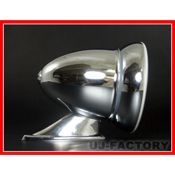 即納 GTタイプ 汎用ミラー（バレットスタイル）1個  スチール製クロームメッキボディ/平面レンズ（ノーマルレンズ） MIRROR