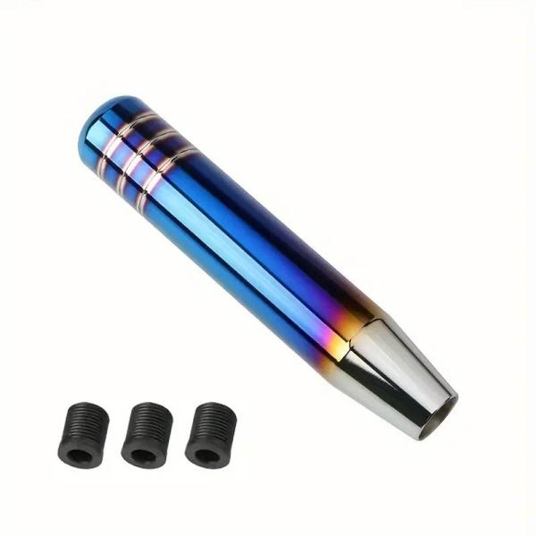 アルミ製・スティック型 シフトノブ 18cm チタンカラー ブルー