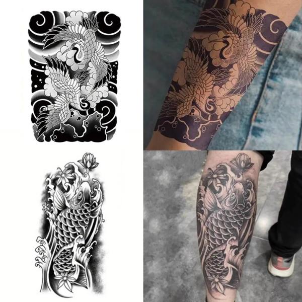 (未使用･未開封品)　残響(祝!20周年突入グッズ 特製「まるふく扇子、タトゥーシール」付)(ミュージック・クリップ3曲収録DVD付) og8985z タトゥーシール 鯉 14cm×28cm / 鶴 17cm×24cm 刺青シール 和柄