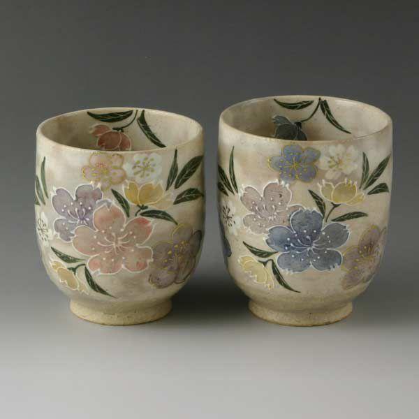 京焼 清水焼 湯呑 湯呑み茶碗 高級 おしゃれ 湯のみ 湯呑 夫婦 ペア 手作り 和食器 ゆのみ 来客用に 湯飲み 2客 紙箱入り 春の風 はるのかぜ Uhh870 宇治茶と清水焼の宇治茶園 通販 Yahoo ショッピング