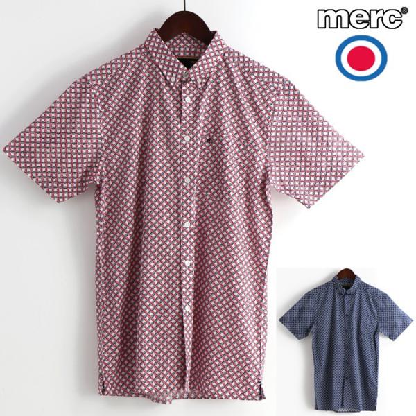 メルクロンドン Merc London 半袖シャツ レトロジオ 2色 W1 プレミアム レッド ブルー メンズ