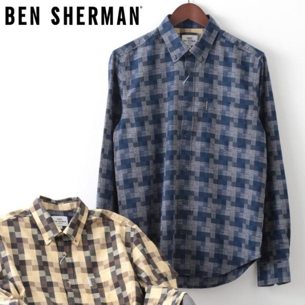 �x���V���[�}�� �����Y �����V���c �`�F�b�N �e�N�X�`���[�h Ben Sherman 2�F �^�� �l�C�r�[ ���M�����[�t�B�b�g