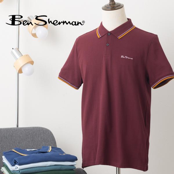 Ben Sherman ベンシャーマン 半袖ポロシャツ シグネチャーポロ ポロ  オーガニックコットン レギュラーフィット モッズ ボタンスルー トラッド