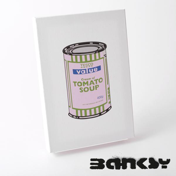 BANKSY CANVAS ART SMALL LoX A[gt@ubNpl X[  "Tin Tomato Soup Pink" 31.5cm × 21cm oNV[ g}g sN Mtg gbh