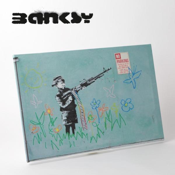 BANKSY CANVAS ART oNV[ LoXA[g 60cm × 40cm Boy With Crayon Machinegun